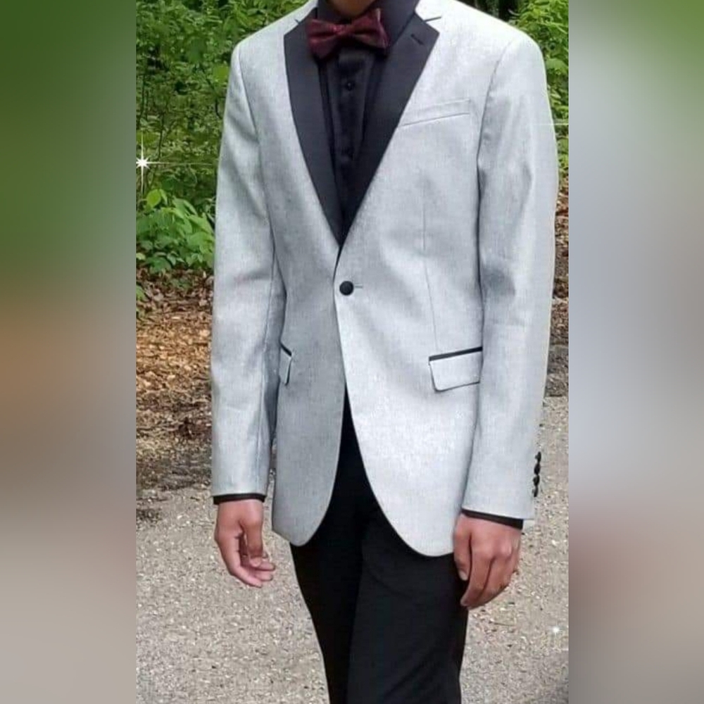 Dinner Jacket Blazer Silver metallic threads Formal NICE! Prom wedding cruise